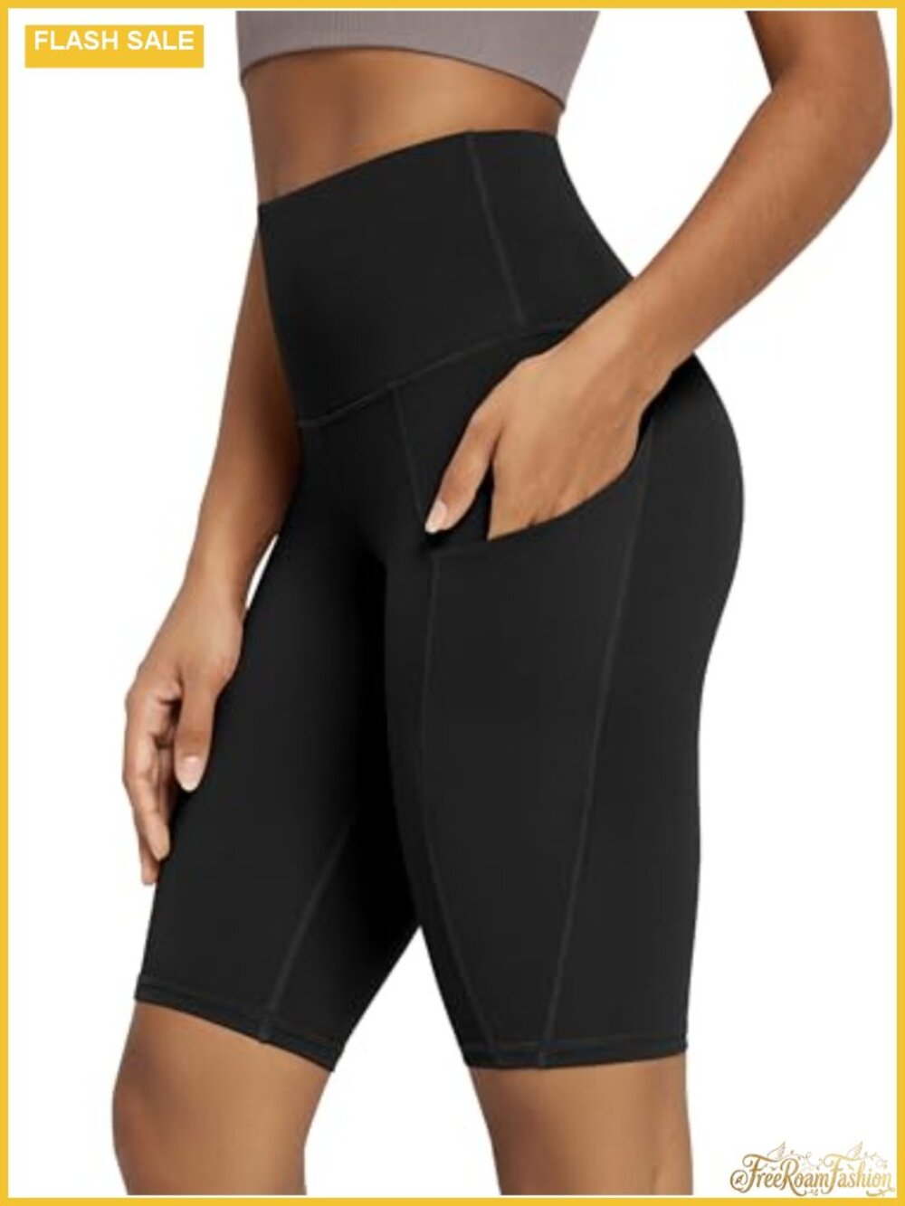 High Waist Tummy Control Bike Shorts with Pockets 4-Way Stretch Yoga Athletic
